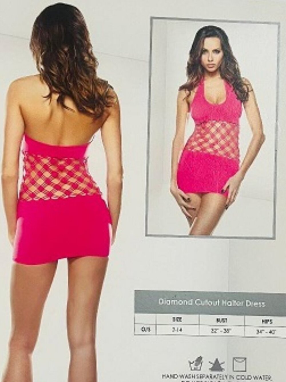 Vixen by Fantasy Lingerie Pink Diamond Cutout halter dress - Picture 2 of 3